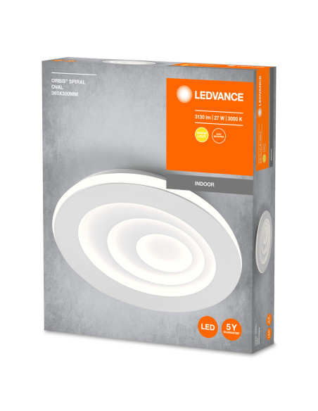 PLAFON LED ORBIS SPIRAL OVAL 360X300 27W 3000K ciepła biała WT 