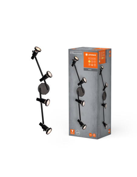 OPRAWA SUFITOWA PUNKTOWA LED SPOT GU10 4X3,4W 2700K ciepła biała DIM 920LM 230V CZARNA 