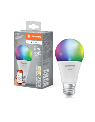 ŻARÓWKA LED SMART+ MATTER A60 RGBW 9W 806LM FR E27
