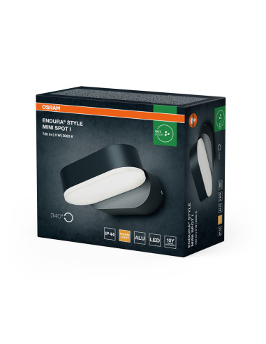 KINKIET ZEWNĘTRZNY ENDURA STYLE MINI SPOT I 8W 3000K 410LM IP44 GRAY