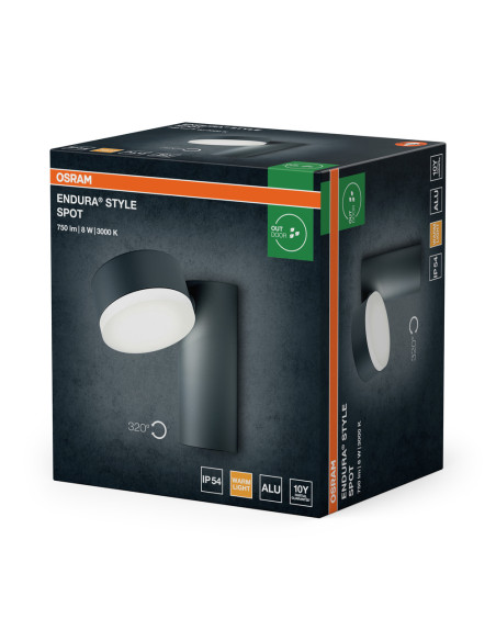 ENDURA STYLE SPOT ROUND 8W 3000K 440LM IP44 KINKIET DARK GREY