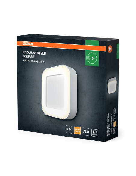KINKIET ZEWNĘTRZNY ENDURA STYLE SQUARE 13.5W 3000K 600LM IP44 WHITE 