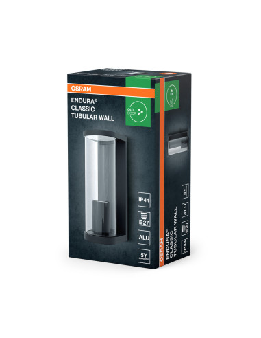 KINKIET ZEWNĘTRZNY ENDURA CLASSIC TUBULAR WALL E27 IP44 ALU GY 