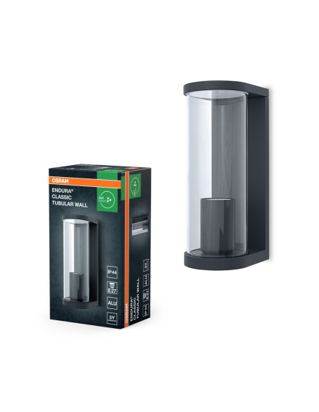 KINKIET ZEWNĘTRZNY ENDURA CLASSIC TUBULAR WALL E27 IP44 ALU GY 