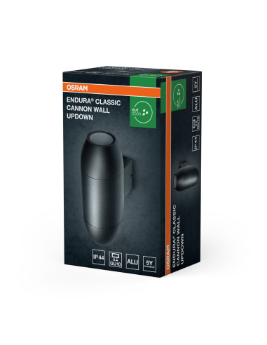 KINKIET ZEWNĘTRZNY ENDURA CLASSIC CANNON WALL UPDOWN GU10 IP44 ALU GY 