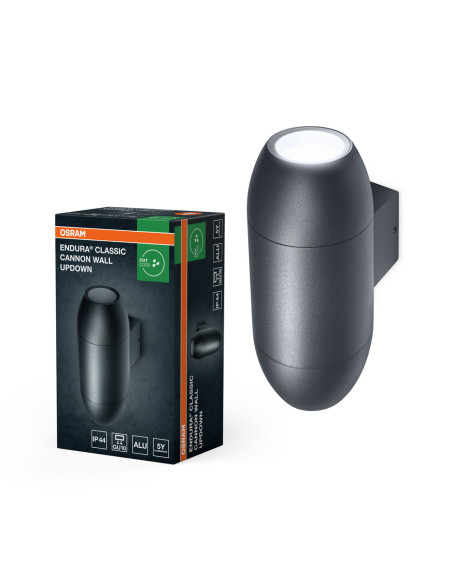 KINKIET ZEWNĘTRZNY ENDURA CLASSIC CANNON WALL UPDOWN GU10 IP44 ALU GY 