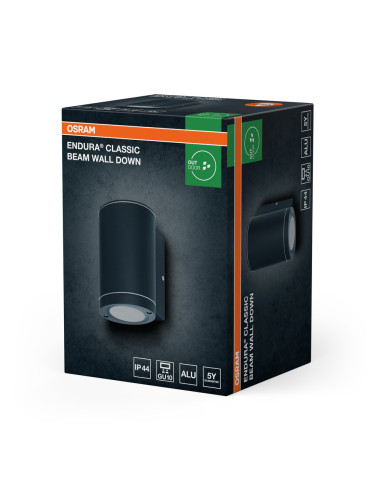 KINKIET ZEWNĘTRZNY ENDURA CLASSIC BEAM WALL DOWN GU10 IP44  ALU GY 