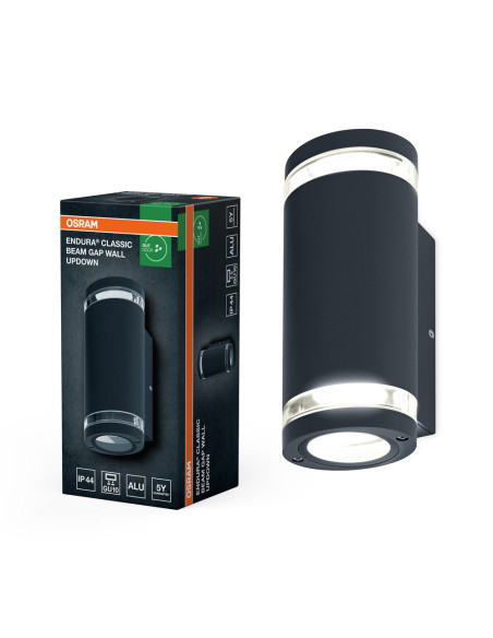 KINKIET ZEWNĘTRZNY ENDURA CLASSIC BEAM GAP WALL UPDOWN GU10 IP44 ALU GY 