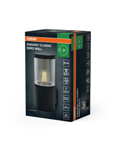 ENDURA CLASSIC EBRO WALL KINKIET E27 DARK GREY 