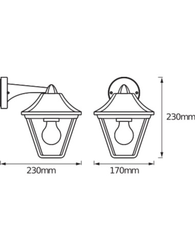 KINKIET ZEWNĘTRZNY ENDURA CLASSIC TRADITION DOWN ALU E27 GOLD 