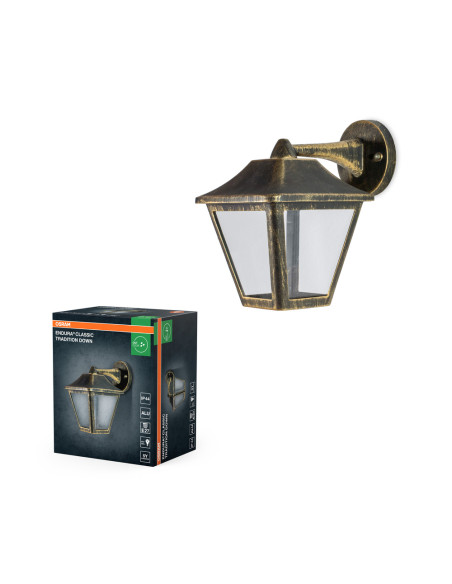 KINKIET ZEWNĘTRZNY ENDURA CLASSIC TRADITION DOWN ALU E27 GOLD 