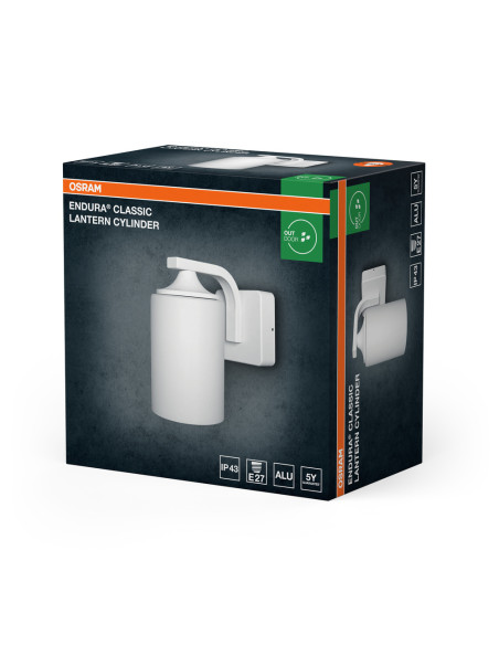 KINKIET ZEWNĘTRZNY ENDURA CLASSIC LANTERN CYLINDER E27 IP43 ALU BIAŁA 