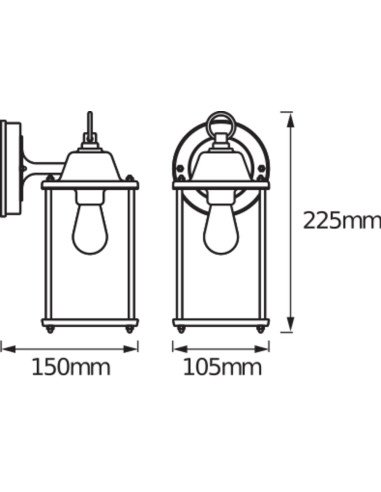 KINKIET ZEWNĘTRZNY ENDURA CLASSIC LANTERN SQ S E27 IP43 ALU CZARNY 