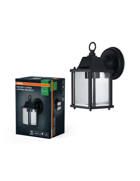 KINKIET ZEWNĘTRZNY ENDURA CLASSIC LANTERN SQ S E27 IP43 ALU CZARNY 