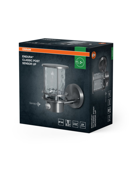 KINKIET ZEWNĘTRZNY ENDURA CLASSIC POST SENSOR UP E27 IP44 STAL NIERDZEWNA 