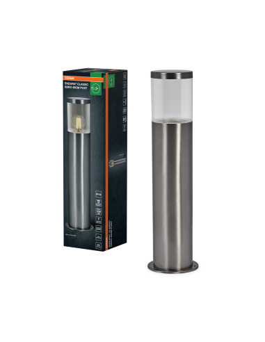 SŁUPEK OGRODOWY ENDURA CLASSIC EBRO 49CM E27 STAINLESS STEEL 