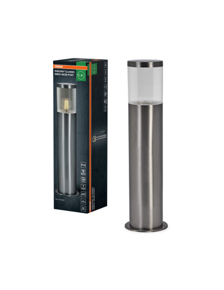 SŁUPEK OGRODOWY ENDURA CLASSIC EBRO 49CM E27 STAINLESS STEEL 