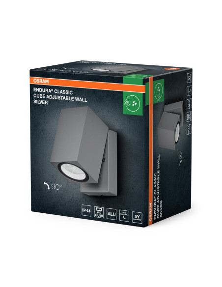 KINKIET ZEWNĘTRZNY ENDURA CLASSIC CUBE ADJUSTABLE WALL GU10 SILVER 