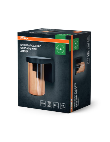 KINKIET ZEWNĘTRZNY ENDURA CLASSIC CASCADE WALL E27 AMBER 
