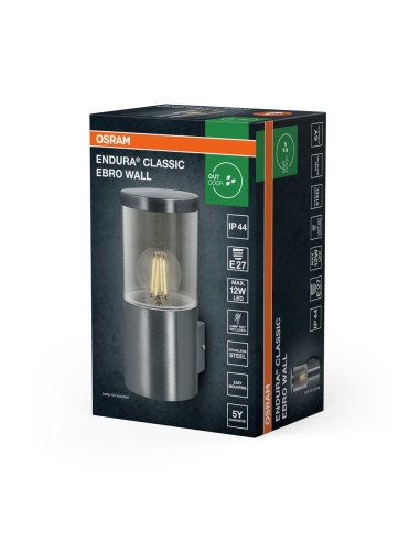 KINKIET ZEWNĘTRZNY ENDURA CLASSIC EBRO WALL E27 STAINLESS STEEL 