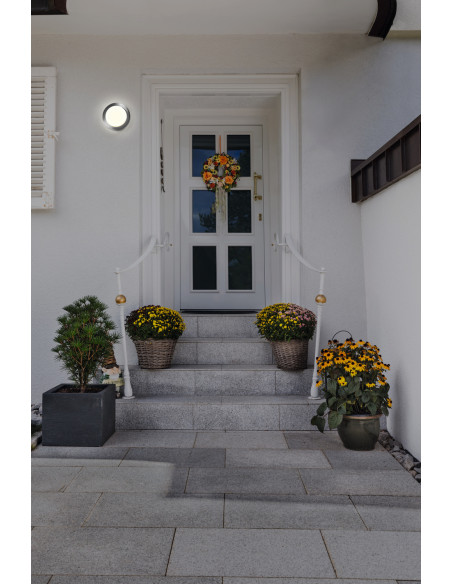 KINKIET ZEWNĘTRZNY ENDURA STYLE DISC WALL 8W 3000K 370LM IP44  STAL NIERDZEWNA 