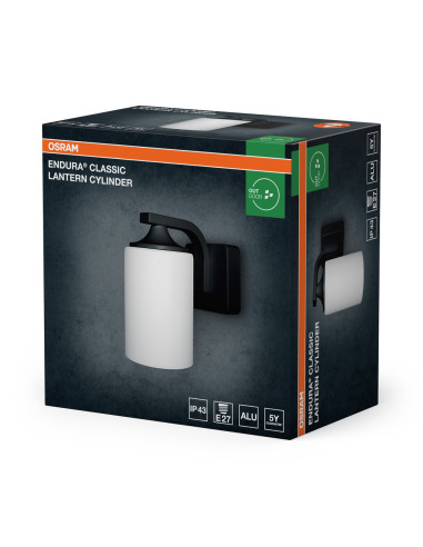 KINKIET ZEWNĘTRZNY ENDURA CLASSIC LANTERN CYLINDER E27 IP43 ALU CZARNA 
