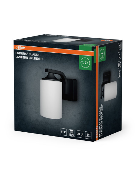 KINKIET ZEWNĘTRZNY ENDURA CLASSIC LANTERN CYLINDER E27 IP43 ALU CZARNA 
