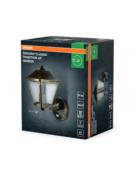 ENDURA CLASSIC TRADITION UP SENSOR ALU E27 KINKIET GOLD 