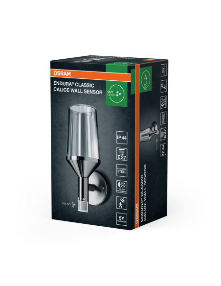 KINKIET ZEWNĘTRZNY ENDURA CLASSIC CALICE WALL S E27 IP44 STAL NIERDZEWNA  