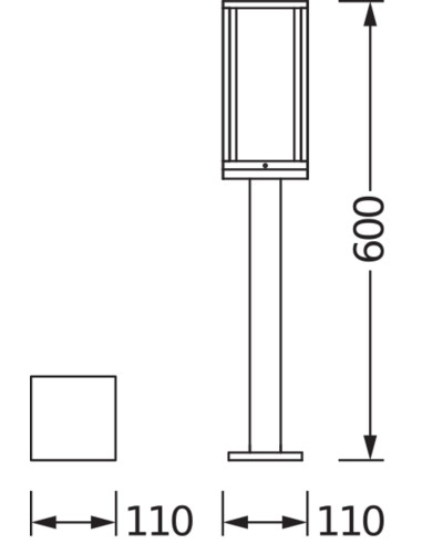 SŁUPEK OGRODOWY ENDURA CLASSIC FRAME 60CM E27 IP44 ALU GY 