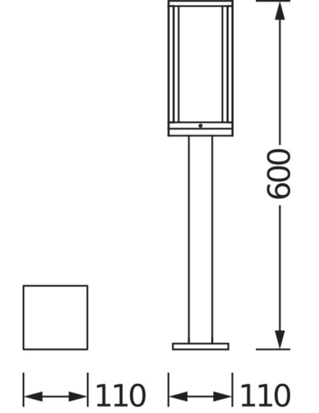 SŁUPEK OGRODOWY ENDURA CLASSIC FRAME 60CM E27 IP44 ALU GY 