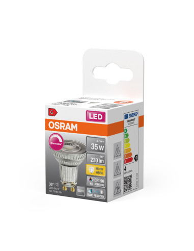 ŻARÓWKA LED SUPERSTAR PAR16 35 36° DIM 3,7W 2700K ciepła biała CRI90 GU10 230LM GLASS 