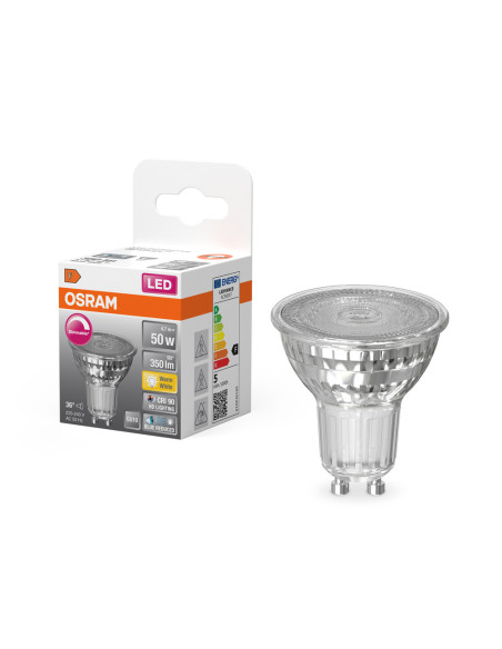 ŻARÓWKA LED SUPERSTAR PAR16 50 36° DIM 4,7W 2700K ciepła biała CRI90 GU10 350LM GLASS 