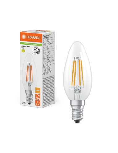 ŻARÓWKA LED P CLB40 DIM 3,4W 2700K ciepła biała E14 FIL CL 470LM 
