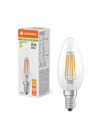 ŻARÓWKA LED P CLB40 DIM 3,4W 2700K ciepła biała E14 FIL CL 470LM 
