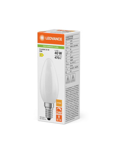 ŻARÓWKA LED P CLB40 DIM 3,4W 2700K ciepła biała  E14 FIL FR 470LM 

