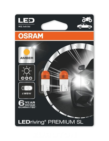 ŻARÓWKA SAMOCHODOWA 2855YE/2BL 1W 12V W5W W2.1X9.5D YELLOW 2000K LED RETROFIT 