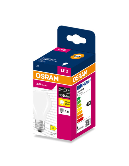 ŻARÓWKA LED VALUE RF CLA75 7,5W 2700K ciepła biała 1055LM FIL FR E27  
