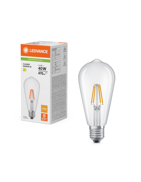 ŻARÓWKA LED P EDISON 40 3,4W 2700K ciepła biała E27 FIL CL 470LM 