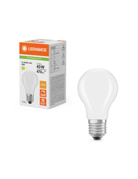 ŻARÓWKA LED P CLA40 DIM 3,4W 2700K ciepła biała E27 FIL FR 470LM 