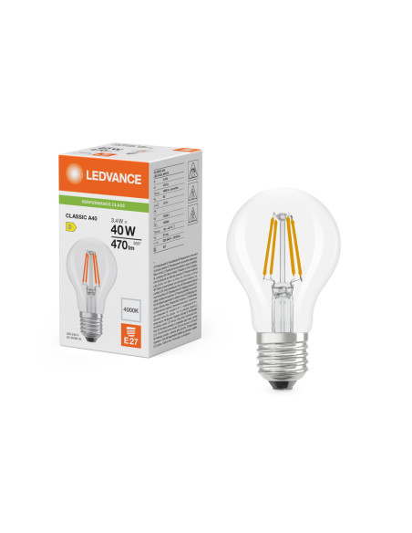 ŻARÓWKA LED P CLA40 3,4W 4000K neutralna biała E27 FIL CL 470LM 