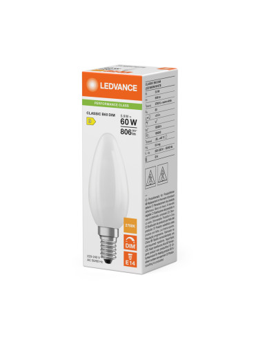 ŻARÓWKA LED P CLB60 DIM 5,9W 2700K ciepła biała E14 FIL FR 806LM 