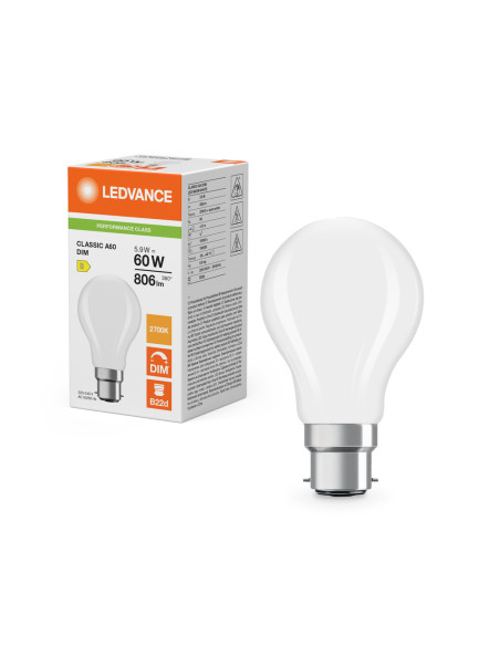 ŻARÓWKA LED P CLA60 DIM 5,9W 2700K ciepła biała B22D FIL FR 806LM 