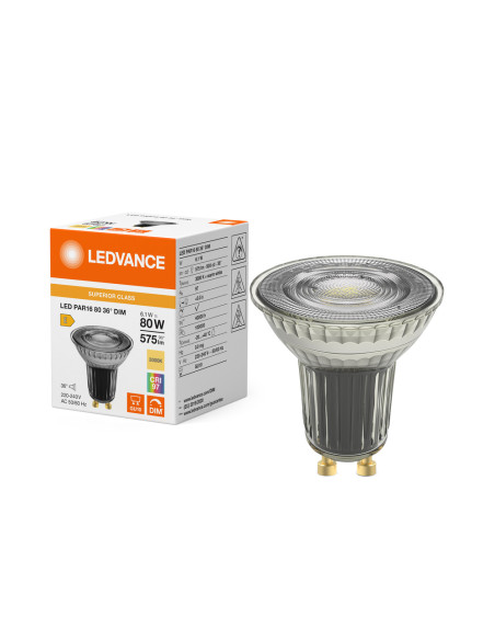 ŻARÓWKA LED S SPOT PAR16 GL 80 36° DIM 6,1W 3000K ciepła biała CRI97 GU10 575LM 