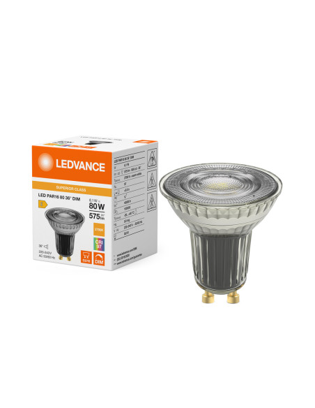 ŻARÓWKA LED S SPOT PAR16 GL 80 36° DIM 6,1W 2700K ciepła biała CRI97 GU10 575LM 