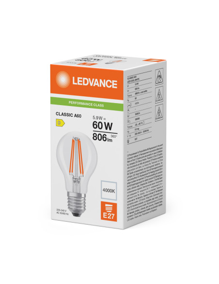 ŻARÓWKA LED P CLA60 5,9W 4000K neutralna biała E27 FIL CL 806LM 