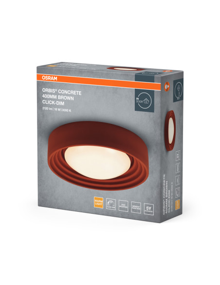 PLAFON LED ORBIS CONCRETE 400MM 18W 3000K ciepła biała CLICK DIM BROWN 