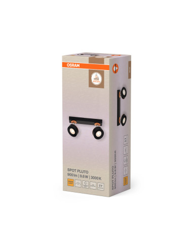 OPRAWA SUFITOWA LED DECOR SPOT PLUTO 2X4.8W 3000K ciepła biała BK 