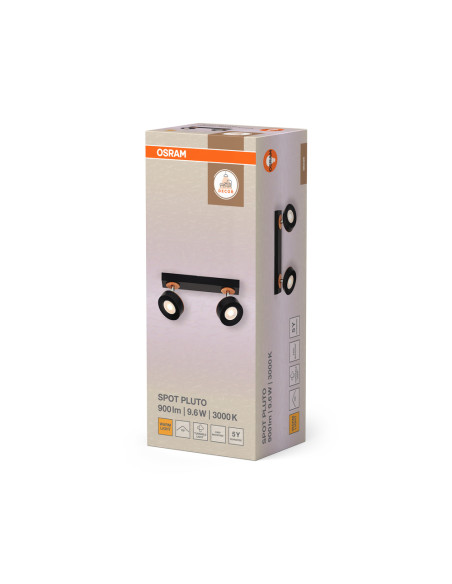 OPRAWA SUFITOWA LED DECOR SPOT PLUTO 2X4.8W 3000K ciepła biała BK 