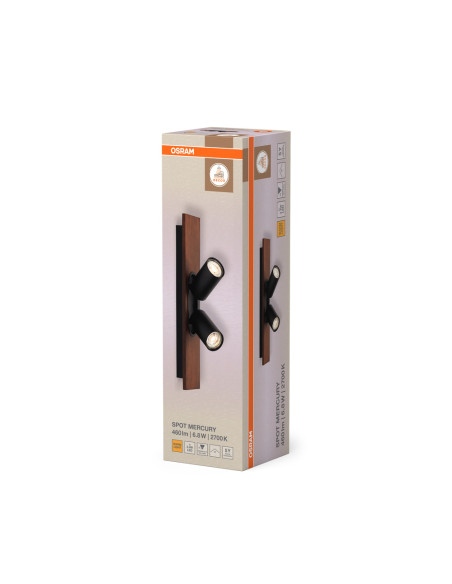 OPRAWA SUFITOWA LED DECOR SPOT MERCURY DIM 2X3.4W 2700K ciepła biała GU10 BK 